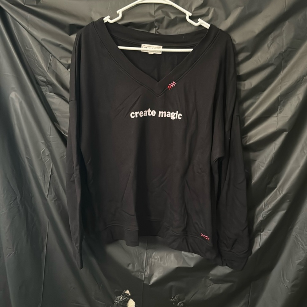 “Create Magic” Black V-neck Sweater